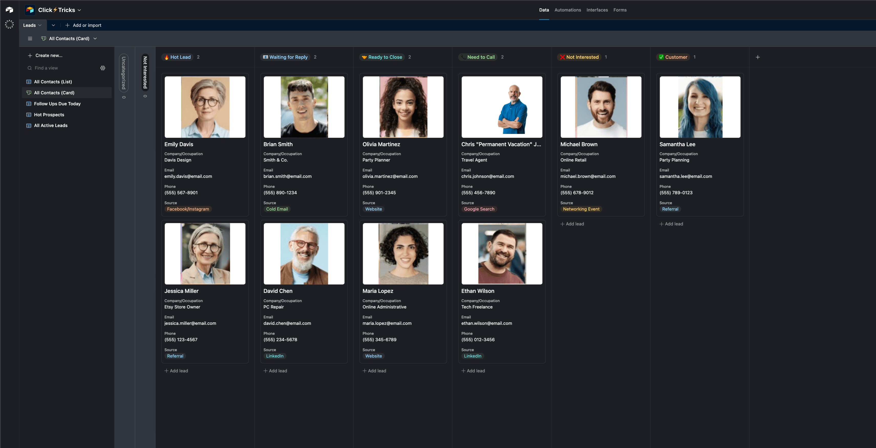 CRM Dashboard View